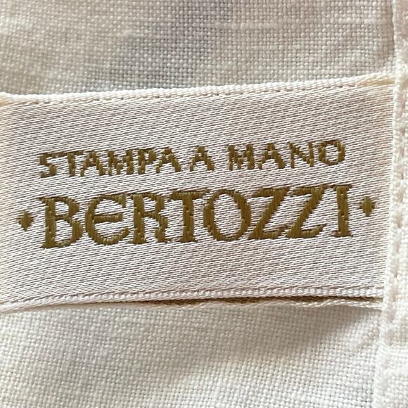 Bertozzi Stampa A Mano Linen Table Runner Chambray Fork Hand Printed In Italy - Picture 6 of 7